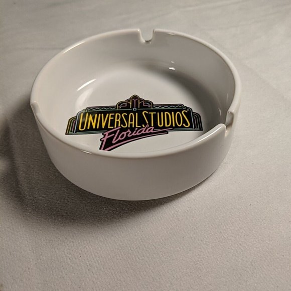 Vintage Universal Studios Florida Souvenir Ceramic Ashtray 90s Retro White Logo - Picture 6 of 8